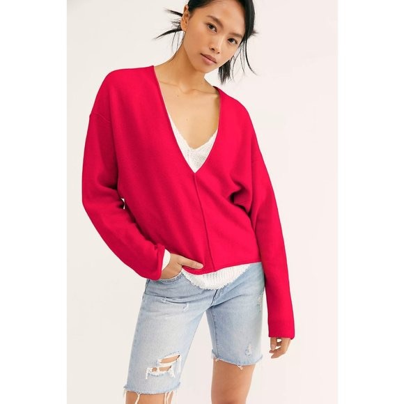 Free People Sweaters - Free people solitare cashemere hot pink sweater